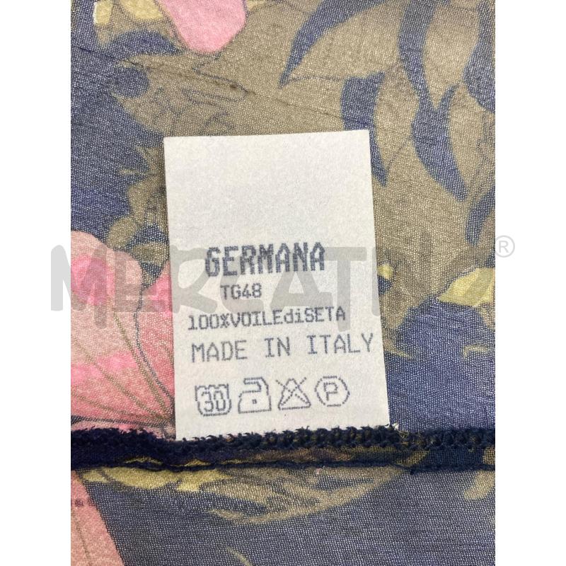 BLUSA DONNA GERMANA BLU FIORI ROSA FOGLIE VERDI | Mercatino dell'Usato Gazzada schianno 4