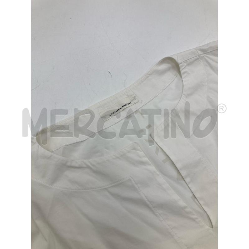 BLUSA DONNA LIVIA CONTI BIANCA FIOCCO MANICHE SCRITTA RETRO | Mercatino dell'Usato Gazzada schianno 3