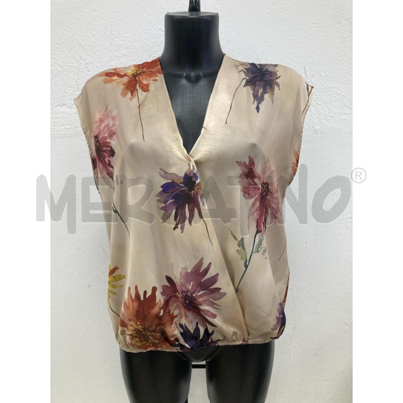 BLUSA DONNA OLTRE BEIGE FIORI CARTELLINO | Mercatino dell'Usato Gazzada schianno 1