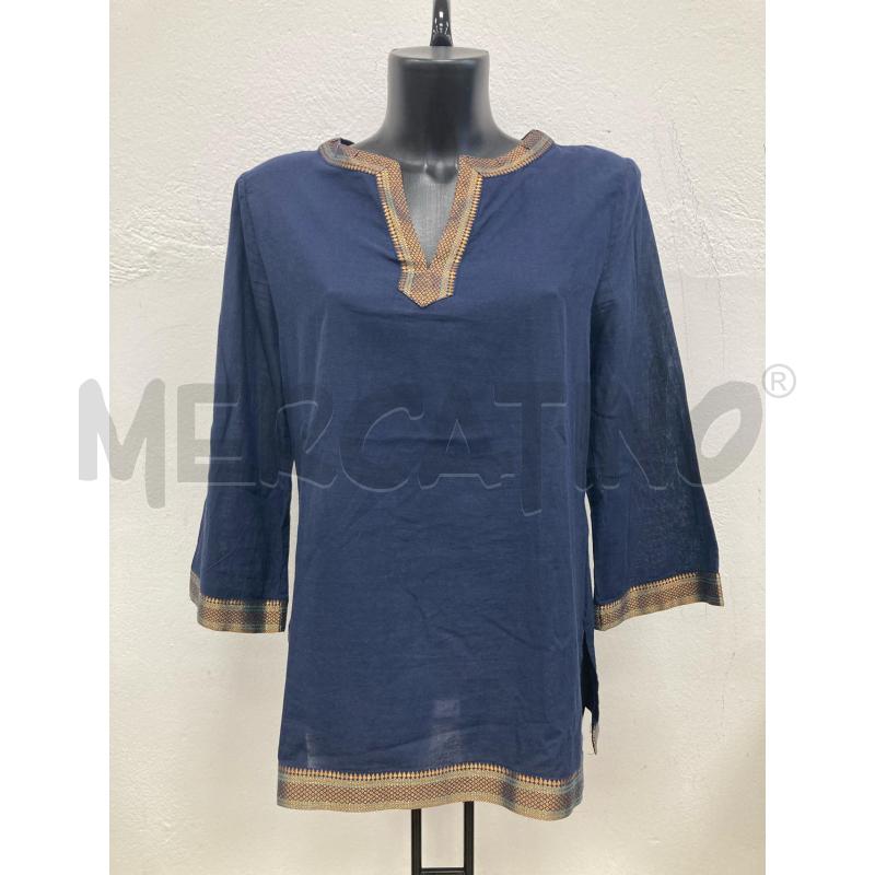 BLUSA DONNA RALPHLAUREN BLU COLLO DORATO | Mercatino dell'Usato Gazzada schianno 1