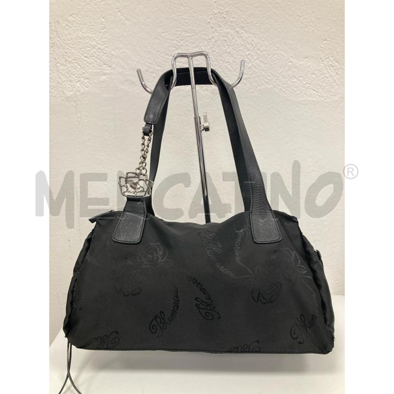BORSA DONNA BLUMARINE TESSUTO NERO LOGATA | Mercatino dell'Usato Gazzada schianno 1