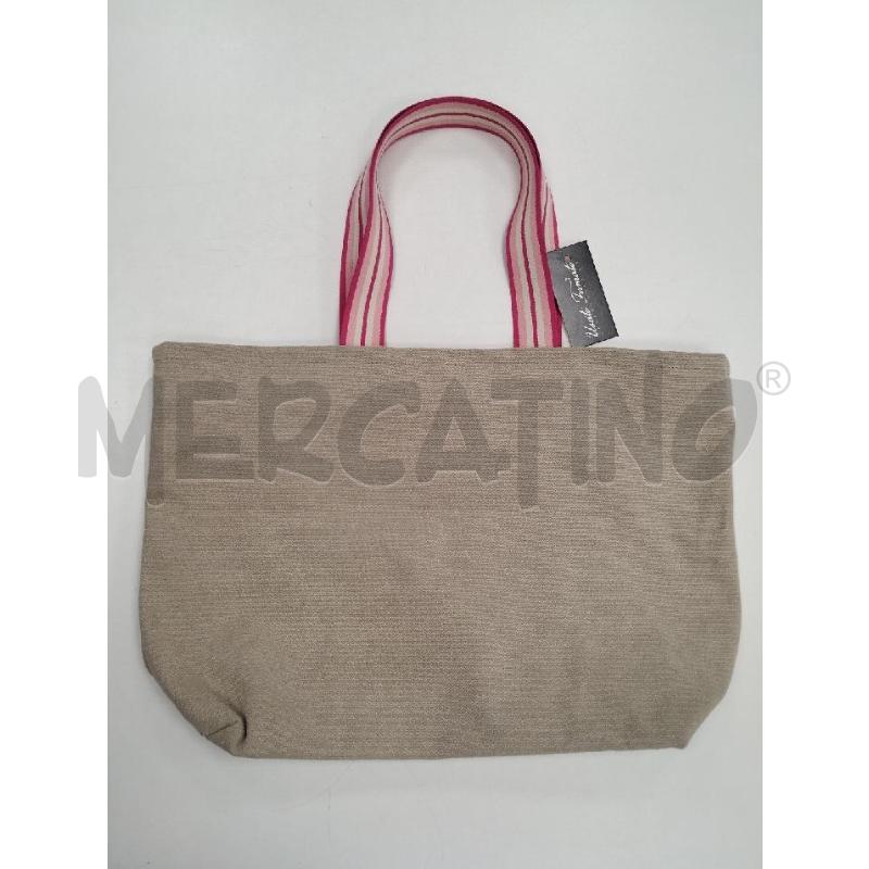 BORSA DONNA BRICS TELA BEIGE MANICI ROSA DIFETTO | Mercatino dell'Usato Gazzada schianno 2