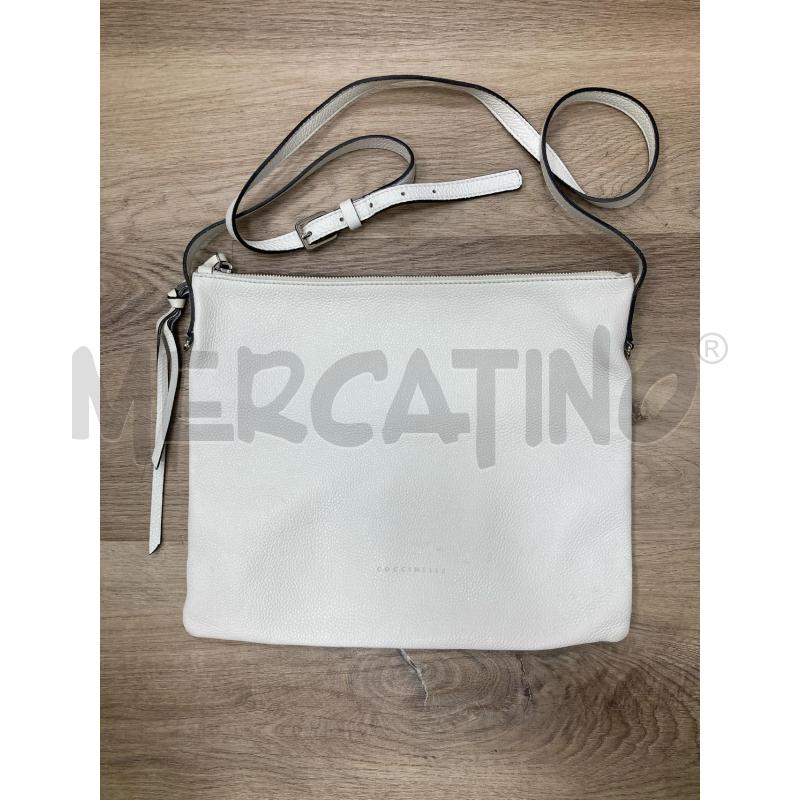 BORSA DONNA COCCINELLE BIANCA TRACOLLA ANGOLI SEGNATI | Mercatino dell'Usato Gazzada schianno 1