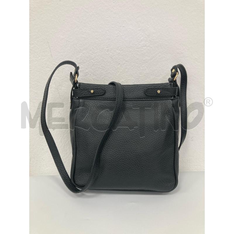 BORSA DONNA CUOIERIA QUADRATA NERA CON TRACOLLA LOGO FRONTE | Mercatino dell'Usato Gazzada schianno 2