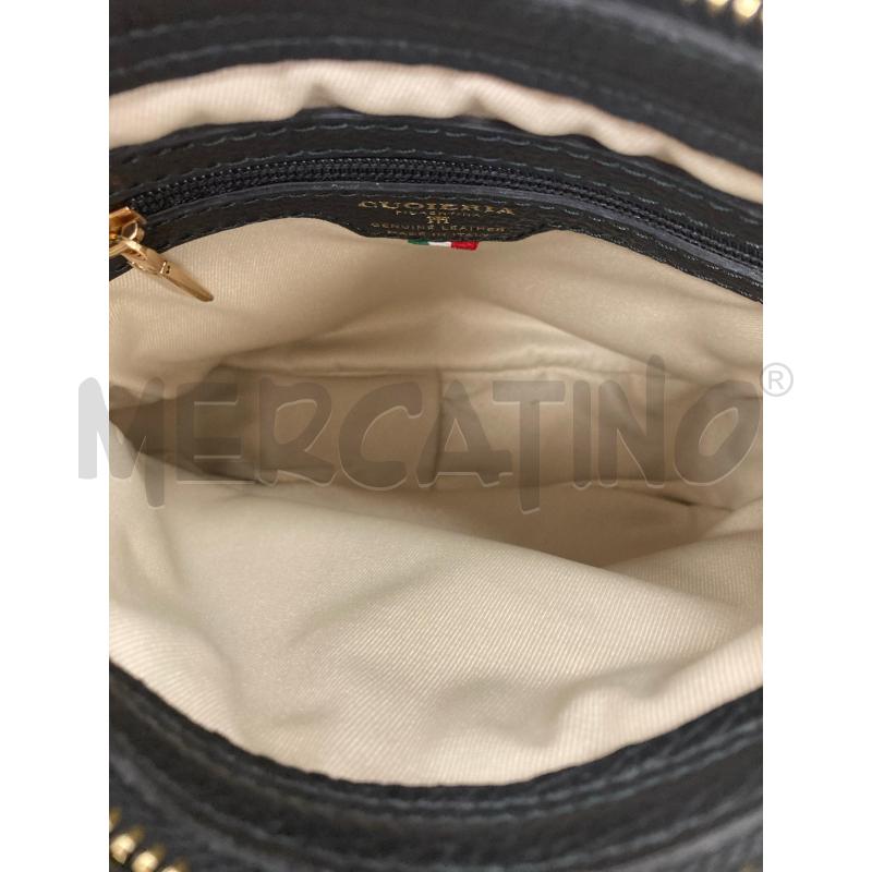 BORSA DONNA CUOIERIA QUADRATA NERA CON TRACOLLA LOGO FRONTE | Mercatino dell'Usato Gazzada schianno 4