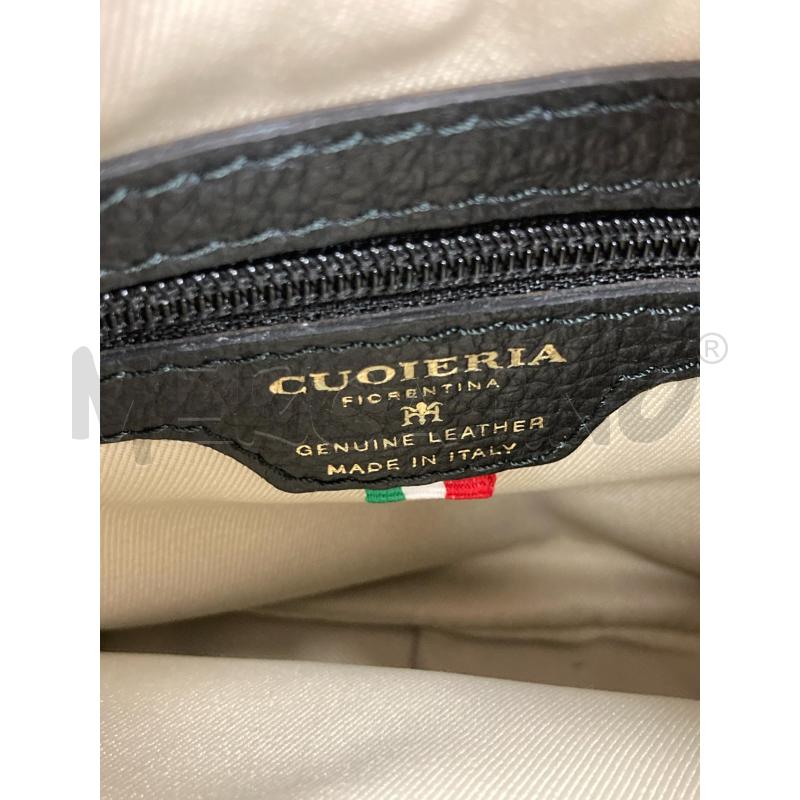 BORSA DONNA CUOIERIA QUADRATA NERA CON TRACOLLA LOGO FRONTE | Mercatino dell'Usato Gazzada schianno 5