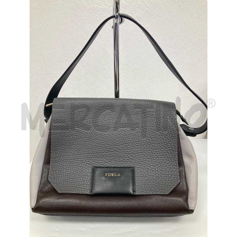 BORSA DONNA FURLA PELLE GRIGIA MARRONE | Mercatino dell'Usato Gazzada schianno 1