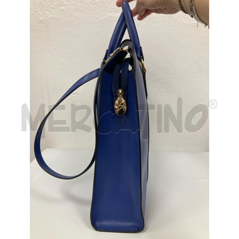 BORSA DONNA GATTINONI GRANDE BLU LOGO DORATO + TRACOLLA | Mercatino dell'Usato Gazzada schianno 2