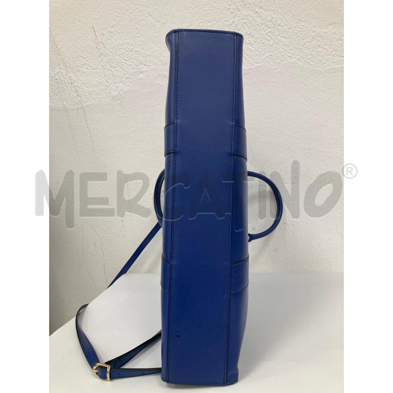 BORSA DONNA GATTINONI GRANDE BLU LOGO DORATO + TRACOLLA | Mercatino dell'Usato Gazzada schianno 3