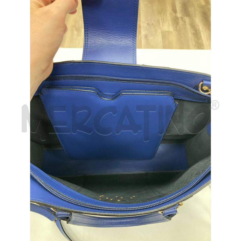 BORSA DONNA GATTINONI GRANDE BLU LOGO DORATO + TRACOLLA | Mercatino dell'Usato Gazzada schianno 4