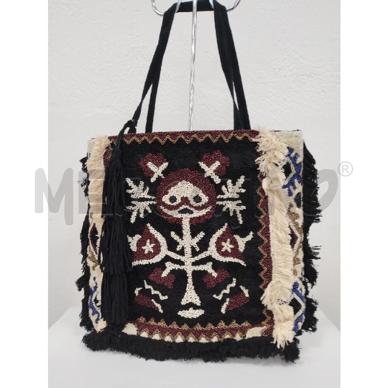 BORSA DONNA IBBAN NERA FRANGE PERLINE  | Mercatino dell'Usato Gazzada schianno 1