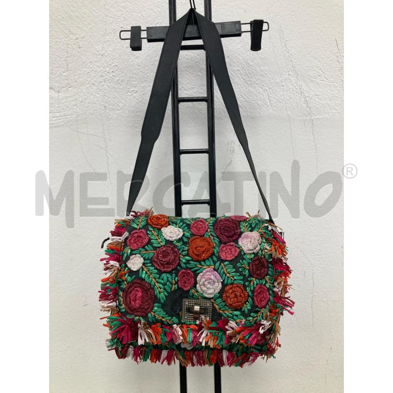 BORSA DONNA IBBAN TESSUTO NERO ROSE RICAMATE CARTA  | Mercatino dell'Usato Gazzada schianno 1
