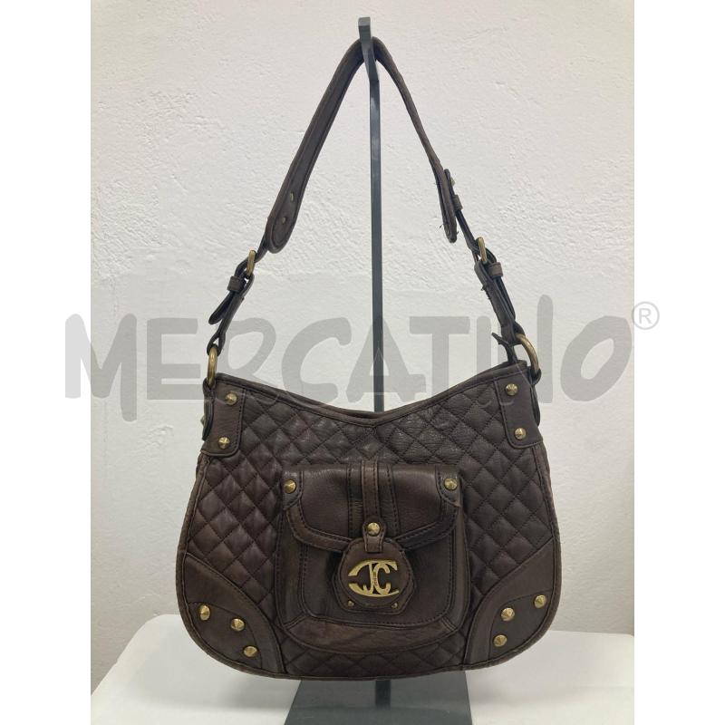 BORSA DONNA JUST CAVALLI PELLE MARRONE LOGATA BORCHIE | Mercatino dell'Usato Gazzada schianno 1