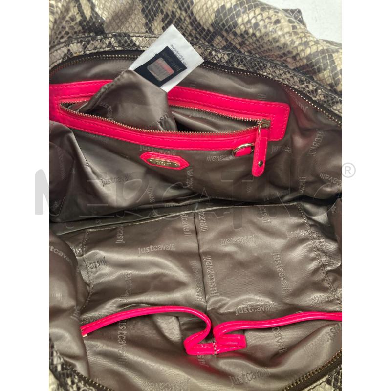 BORSA DONNA JUST CAVALLI STAMPA SERPENTE BORDO FUXIA | Mercatino dell'Usato Gazzada schianno 2