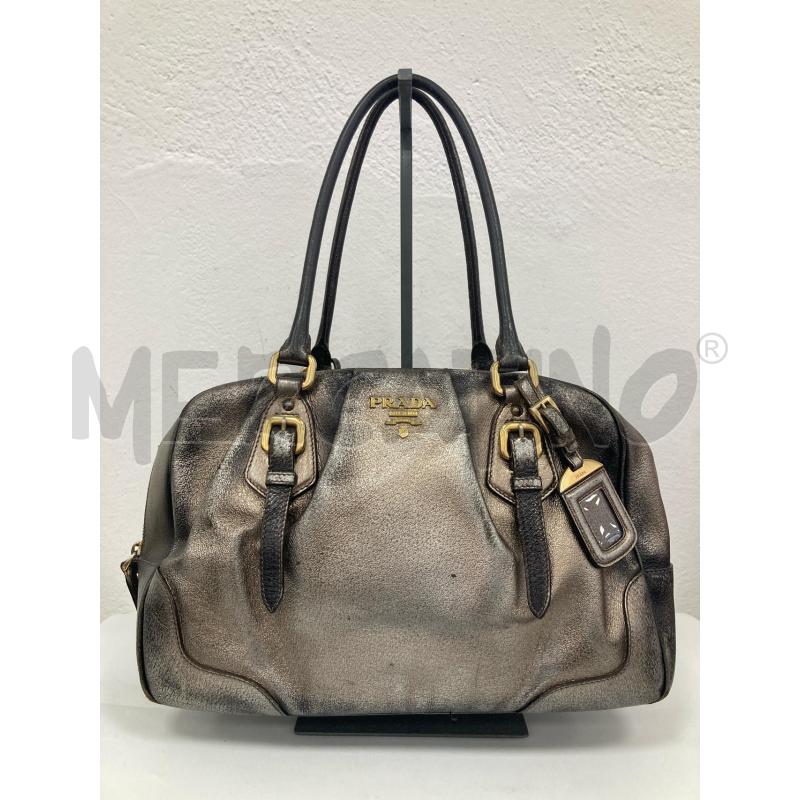 BORSA DONNA PRADA GRIGIO METALLIZZATO | Mercatino dell'Usato Gazzada schianno 1