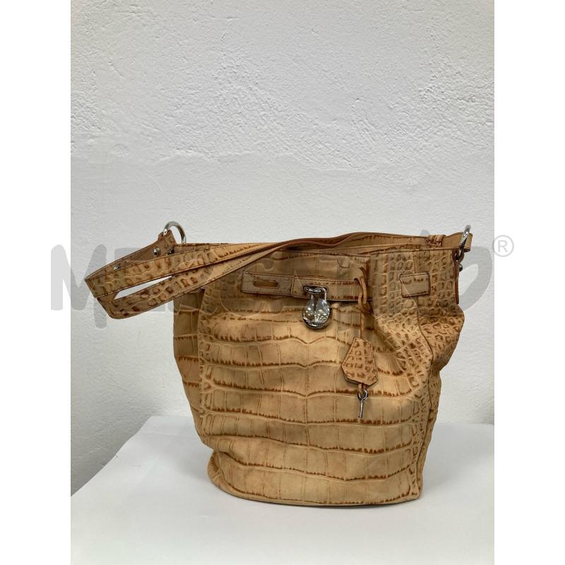 BORSA DONNA TOSCA BLU SECCHIELLO STAMPA COCCO BEIGE CHIAVE | Mercatino dell'Usato Gazzada schianno 1