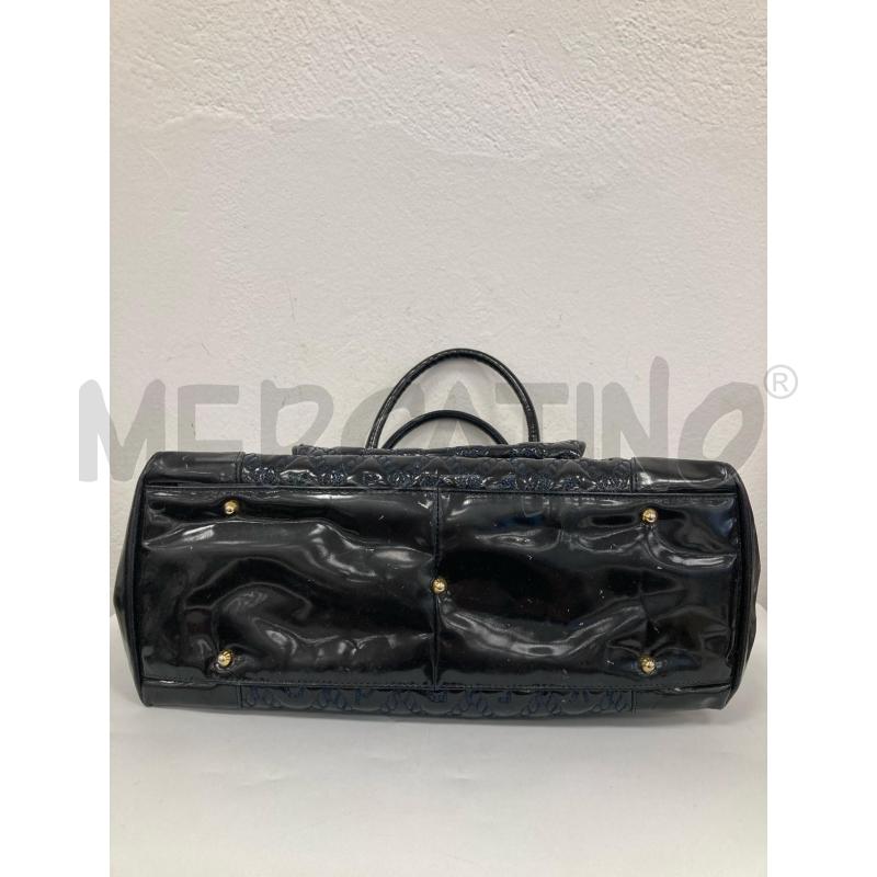 BORSA DONNA VALENTINO ORLANDI NERA VERNICE CUCITURE BLU | Mercatino dell'Usato Gazzada schianno 4