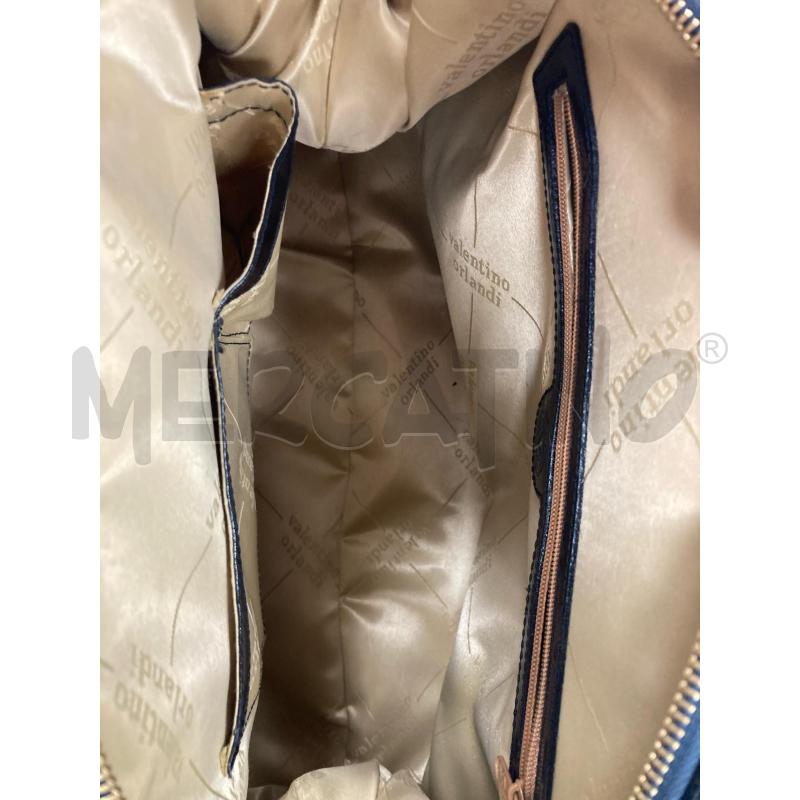BORSA DONNA VALENTINO ORLANDI NERA VERNICE CUCITURE BLU | Mercatino dell'Usato Gazzada schianno 5