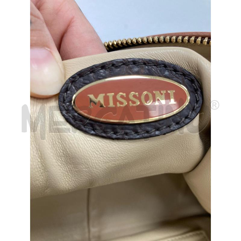 BORSONE MISSONI PELLE MARRONE STAMPA COCCO CARTELLINO + FOULARD | Mercatino dell'Usato Gazzada schianno 3