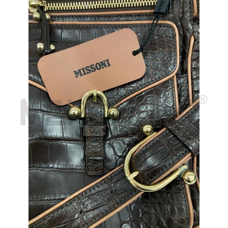 BORSONE MISSONI PELLE MARRONE STAMPA COCCO CARTELLINO + FOULARD | Mercatino dell'Usato Gazzada schianno 5