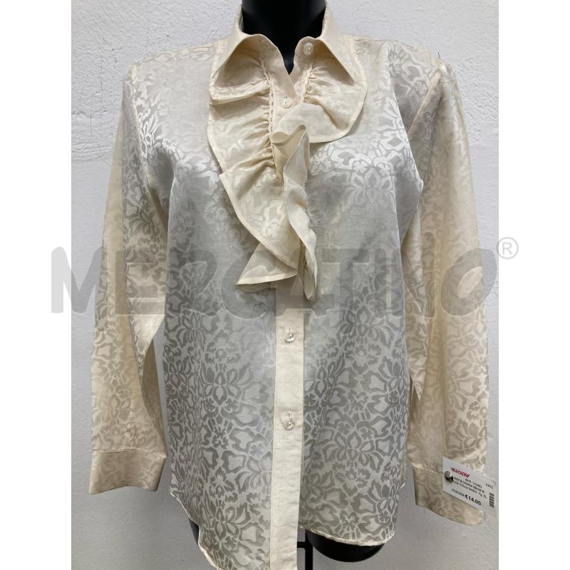 CAMICIA DONNA BEIGE BALZA COLLO DISEGNO TONO SU TONO  | Mercatino dell'Usato Gazzada schianno 1