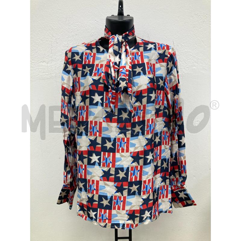CAMICIA DONNA CARACTERE STELLE BLU BEIGE ROSSE | Mercatino dell'Usato Gazzada schianno 1