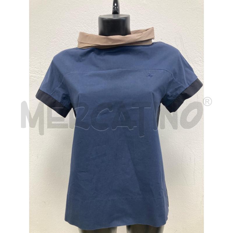 CAMICIA DONNA FAY BLU COLLO BEIGE BORDO NERO | Mercatino dell'Usato Gazzada schianno 1