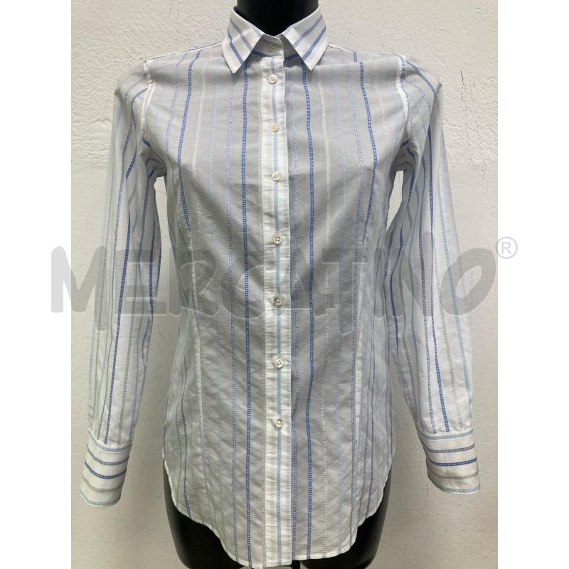 CAMICIA DONNA HERNO BIANCA RIGHE BLU ARGENTO | Mercatino dell'Usato Gazzada schianno 1