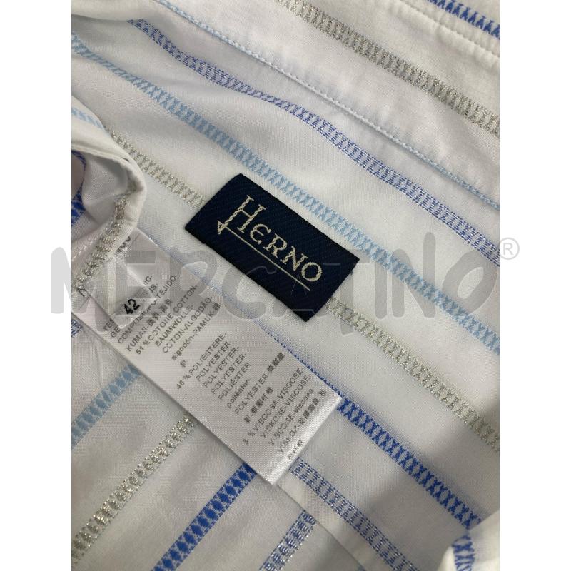 CAMICIA DONNA HERNO BIANCA RIGHE BLU ARGENTO | Mercatino dell'Usato Gazzada schianno 3