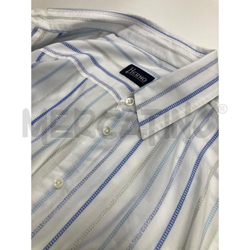 CAMICIA DONNA HERNO BIANCA RIGHE BLU ARGENTO | Mercatino dell'Usato Gazzada schianno 4