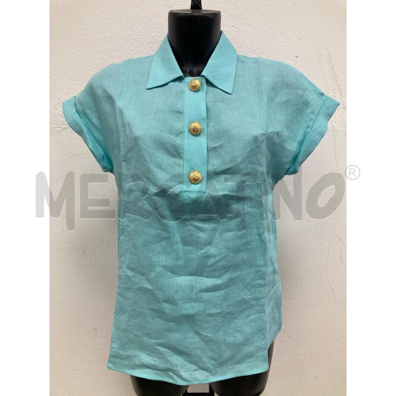 CAMICIA DONNA LUISA SPAGNOLI AZZURRA BOTTONI DORATI | Mercatino dell'Usato Gazzada schianno 1