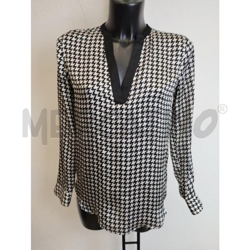 CAMICIA DONNA LUREN NERA SCOLLO V DISEGNO BIANCO | Mercatino dell'Usato Gazzada schianno 1