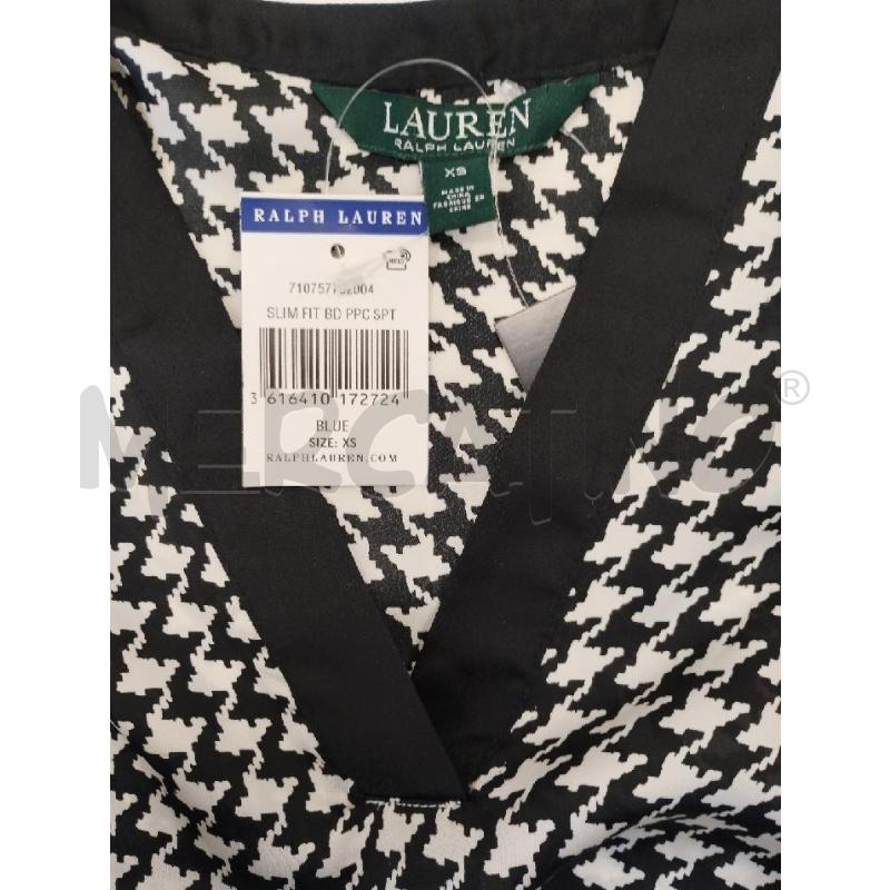 CAMICIA DONNA LUREN NERA SCOLLO V DISEGNO BIANCO | Mercatino dell'Usato Gazzada schianno 3