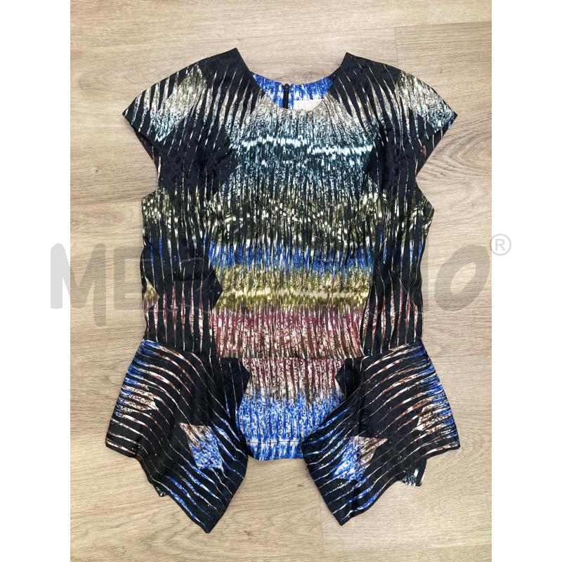CAMICIA DONNA PETER PELOTTO SETA NERA RIGHE COLORATE | Mercatino dell'Usato Gazzada schianno 1