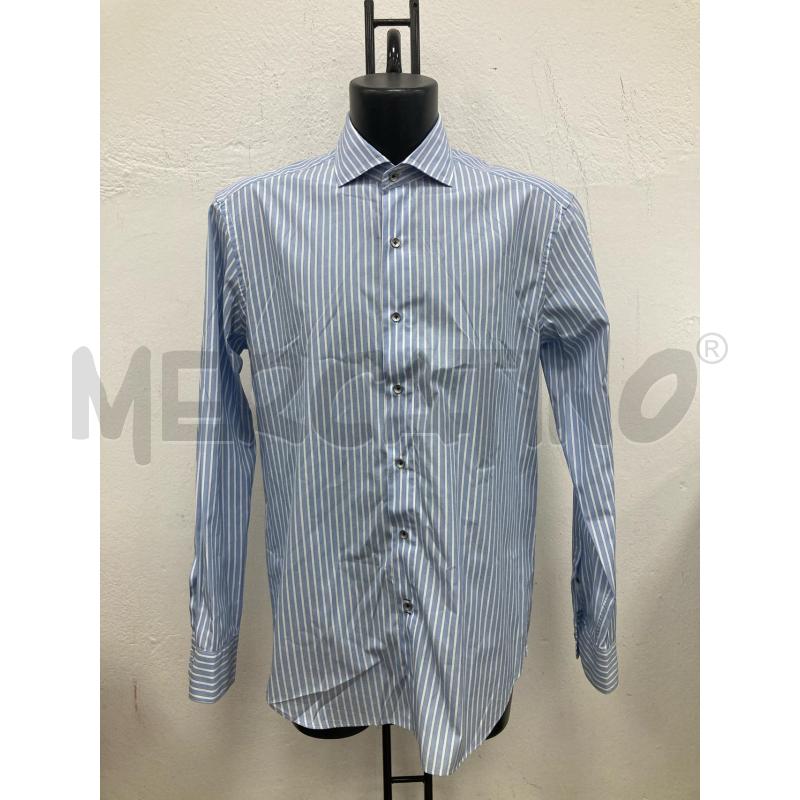 CAMICIA UOMO BOGGI AZZURRA RIGHE BIANCHE | Mercatino dell'Usato Gazzada schianno 1