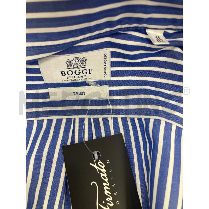 CAMICIA UOMO BOGGI BLU RIGHE BIANCHE | Mercatino dell'Usato Gazzada schianno 3