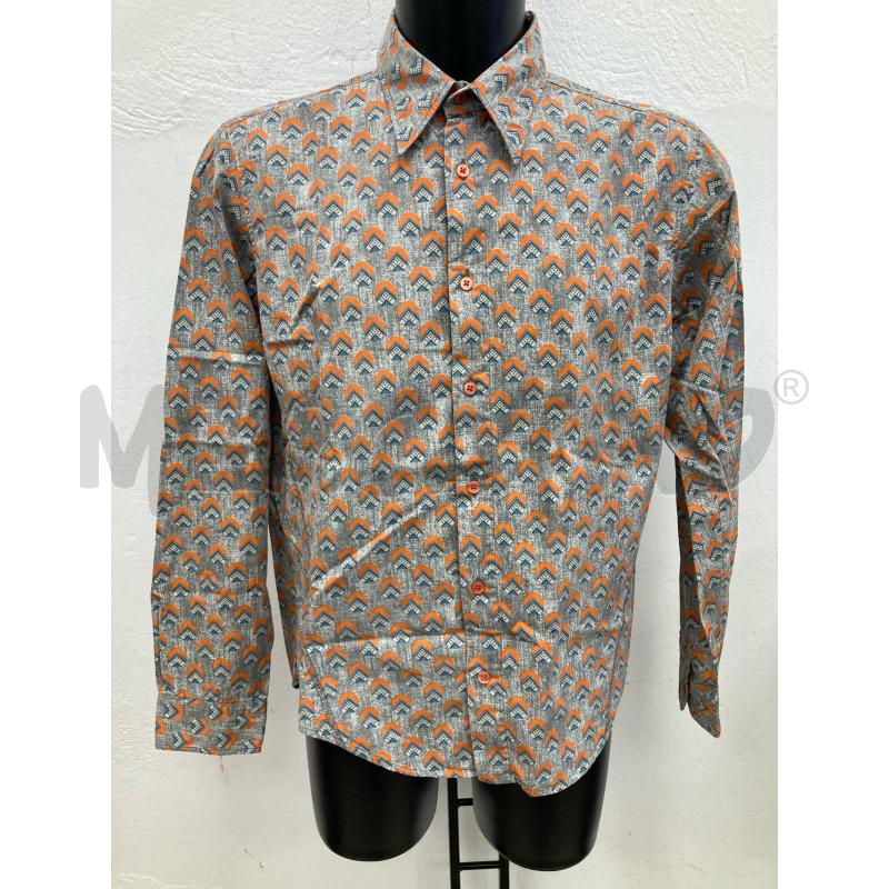 CAMICIA UOMO BOSS GRIGIA DISEGNI ARANCIONI | Mercatino dell'Usato Gazzada schianno 1