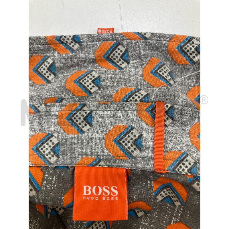 CAMICIA UOMO BOSS GRIGIA DISEGNI ARANCIONI | Mercatino dell'Usato Gazzada schianno 3