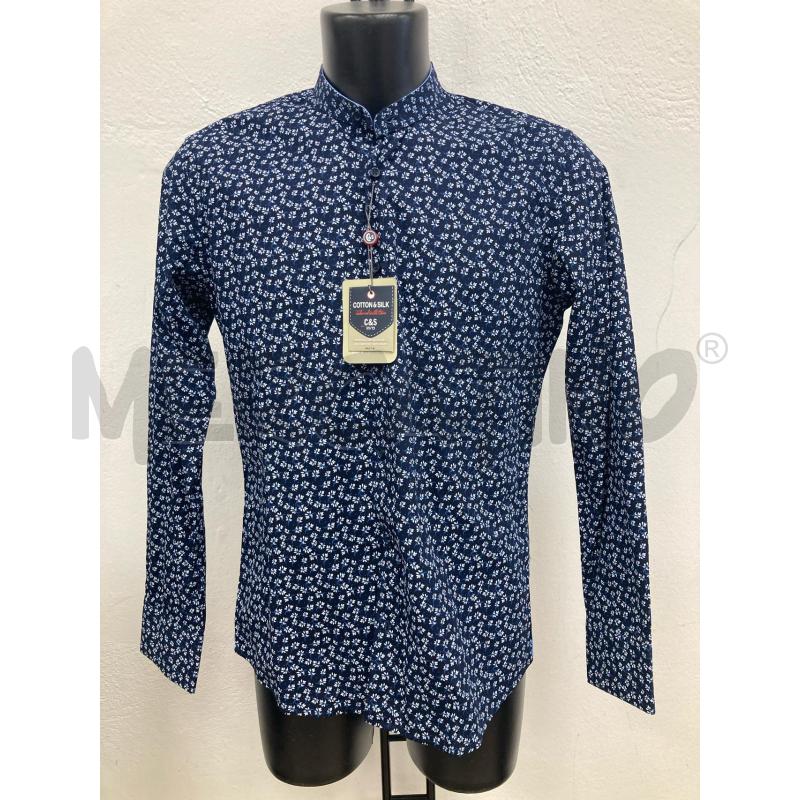 CAMICIA UOMO COTTON&SILK BLU FIORELLINI BIANCHI | Mercatino dell'Usato Gazzada schianno 1