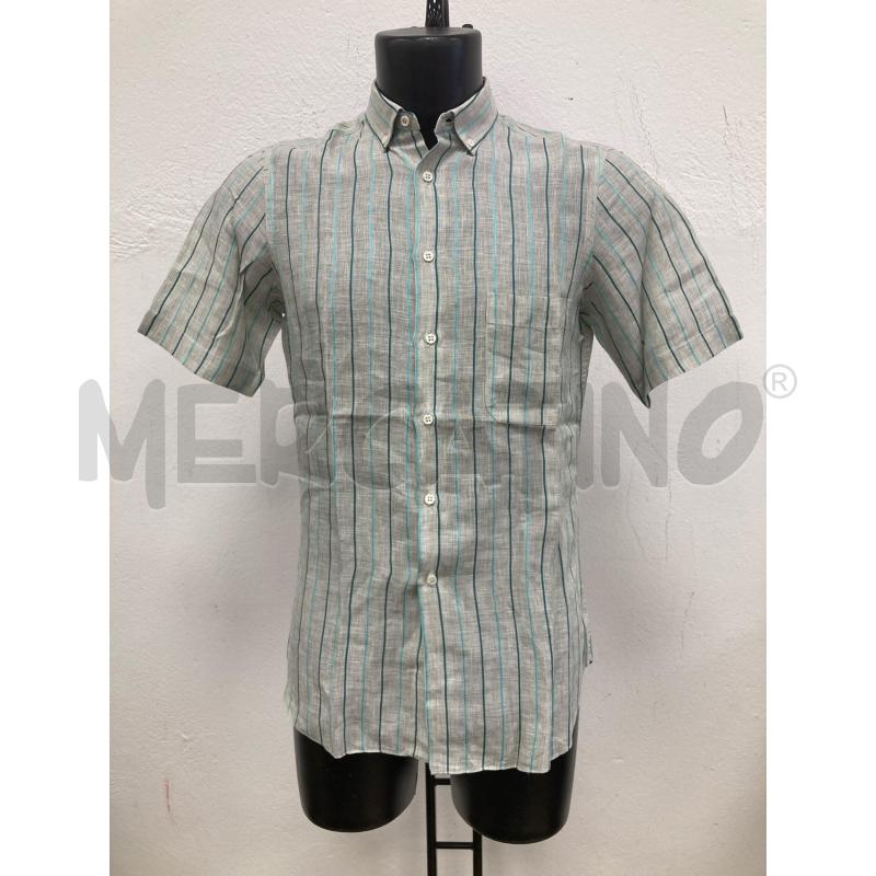 CAMICIA UOMO JOHN BURDELL LINO GRIGIA RIGHE AZZURRE VERDI | Mercatino dell'Usato Gazzada schianno 1