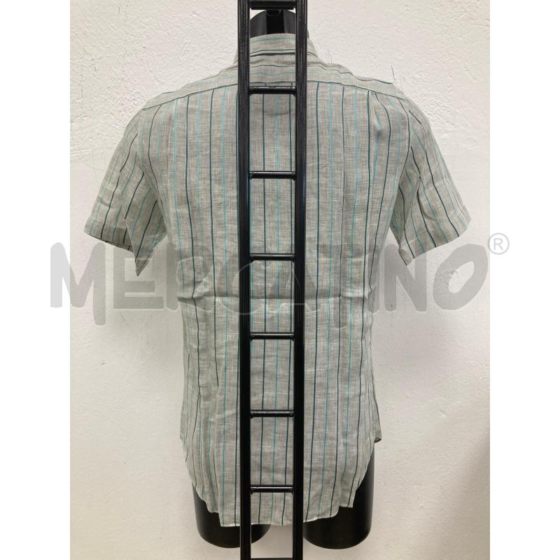 CAMICIA UOMO JOHN BURDELL LINO GRIGIA RIGHE AZZURRE VERDI | Mercatino dell'Usato Gazzada schianno 2