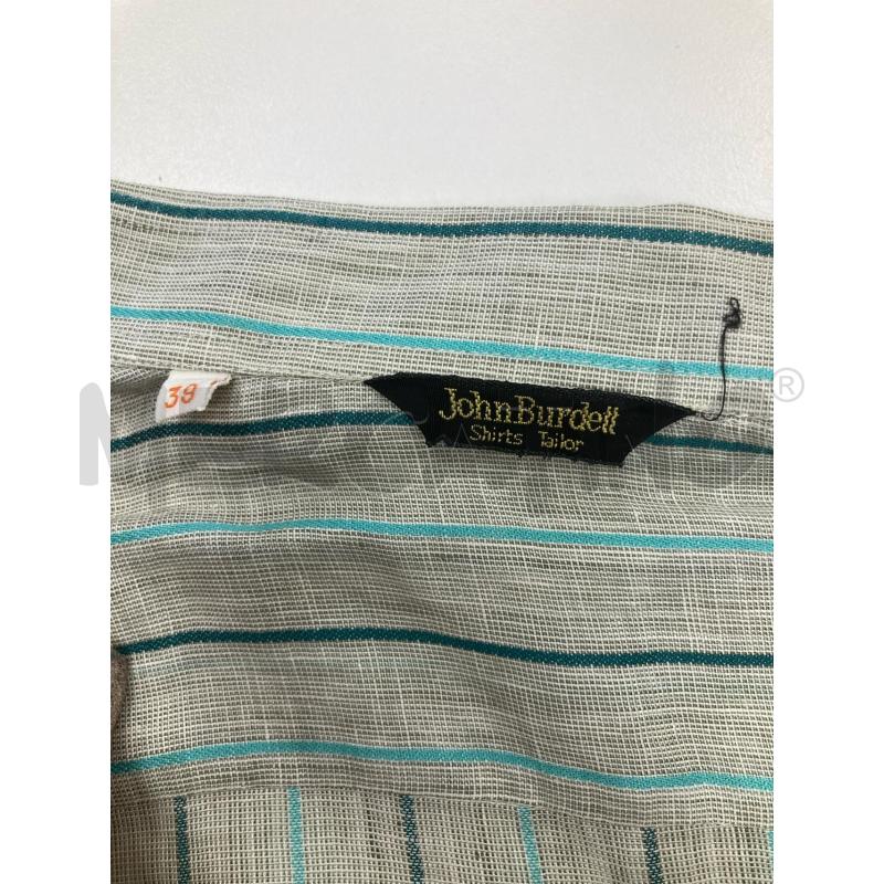 CAMICIA UOMO JOHN BURDELL LINO GRIGIA RIGHE AZZURRE VERDI | Mercatino dell'Usato Gazzada schianno 3
