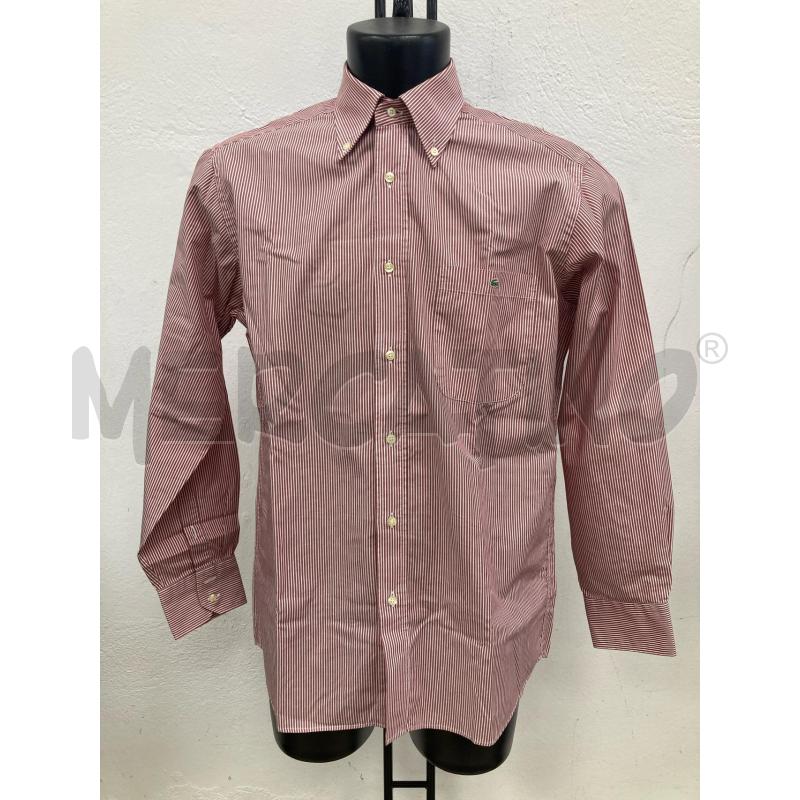CAMICIA UOMO LACOSTE ROSSA RIGA BIANCA | Mercatino dell'Usato Gazzada schianno 1