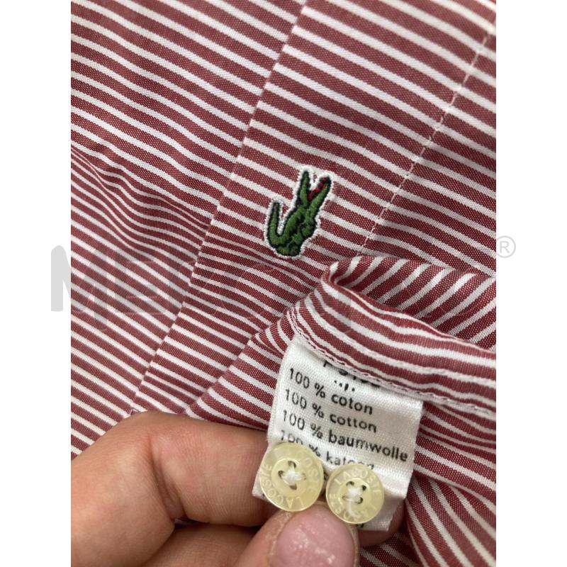 CAMICIA UOMO LACOSTE ROSSA RIGA BIANCA | Mercatino dell'Usato Gazzada schianno 3