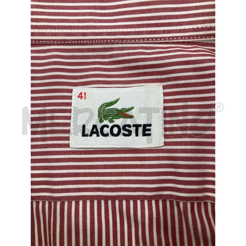 CAMICIA UOMO LACOSTE ROSSA RIGA BIANCA | Mercatino dell'Usato Gazzada schianno 4