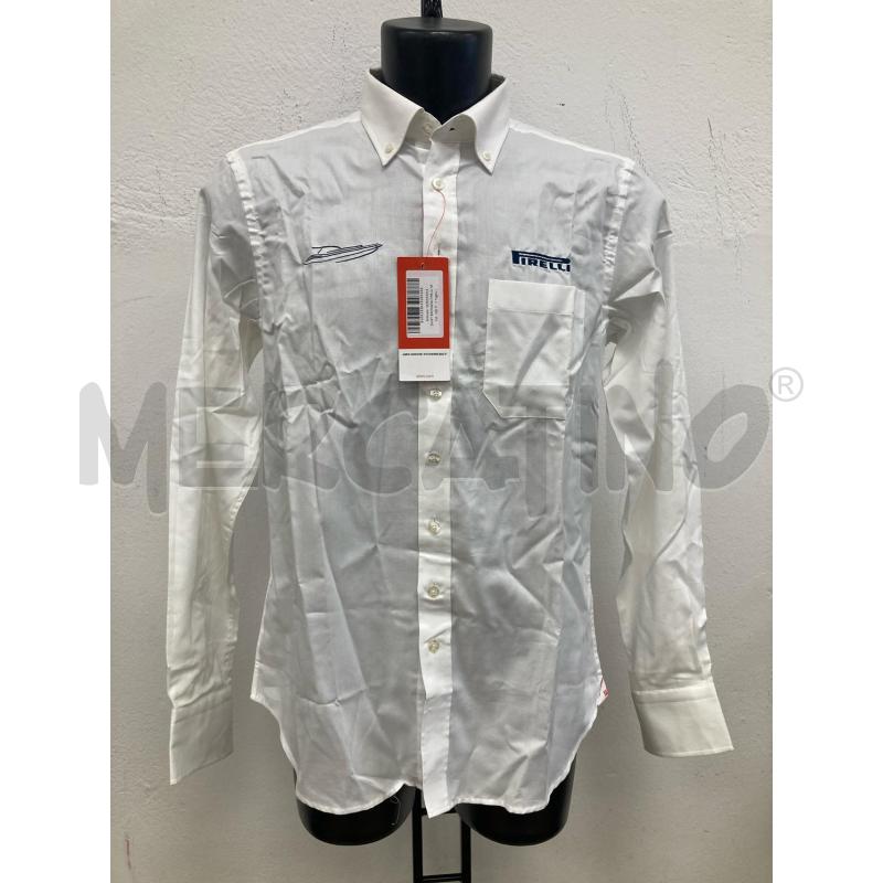 CAMICIA UOMO PIRELLI BIANCA LOGO BLU | Mercatino dell'Usato Gazzada schianno 1