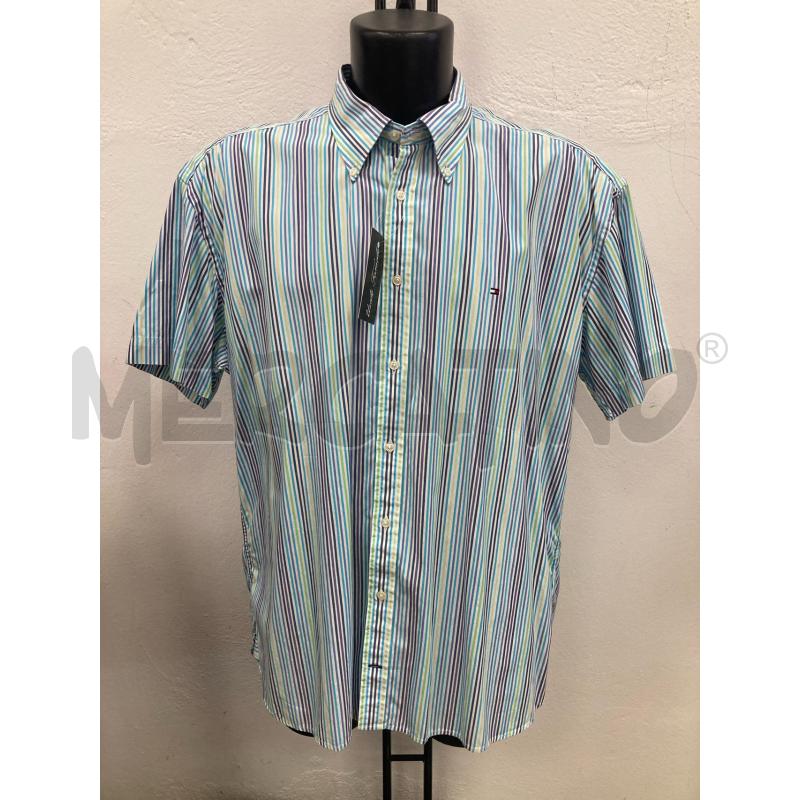 CAMICIA UOMO TOMMYHILFIGER BIANCA RIGHE BLU VERDI VIOLA | Mercatino dell'Usato Gazzada schianno 1