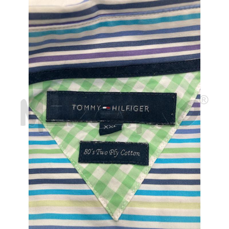 CAMICIA UOMO TOMMYHILFIGER BIANCA RIGHE BLU VERDI VIOLA | Mercatino dell'Usato Gazzada schianno 3