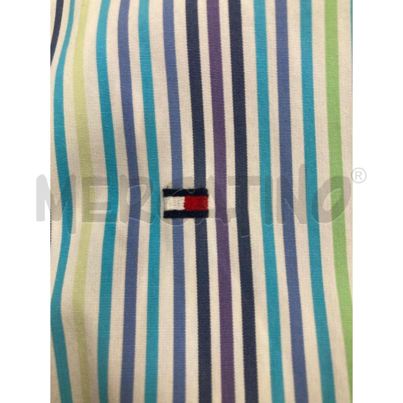 CAMICIA UOMO TOMMYHILFIGER BIANCA RIGHE BLU VERDI VIOLA | Mercatino dell'Usato Gazzada schianno 4