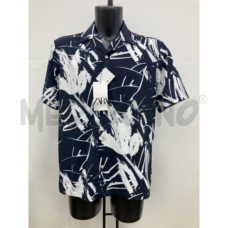 CAMICIA UOMO ZARA BLU FOGLIA BIANCA CARTELLINO | Mercatino dell'Usato Gazzada schianno 1